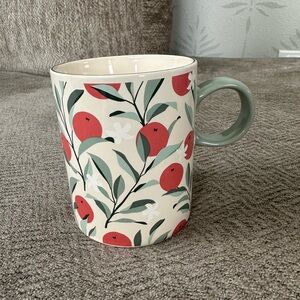 Floral Patterned Mug with Green Handle